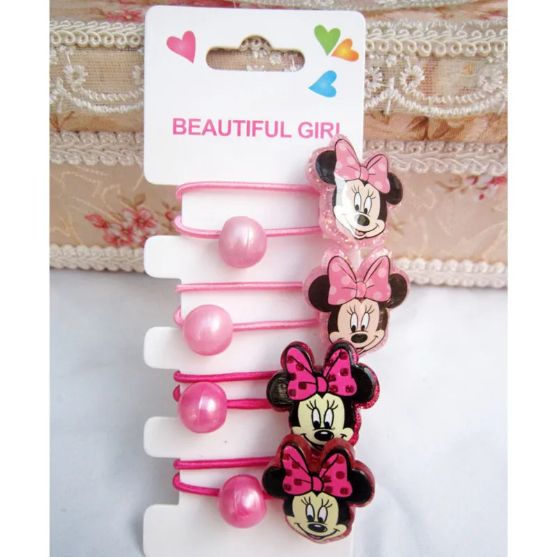 Disney Anime Princess Hairrope Kawaii Minnie Princess Hair Accessories Children\'s Hair Rope Girl Hairpin Kids Gifts