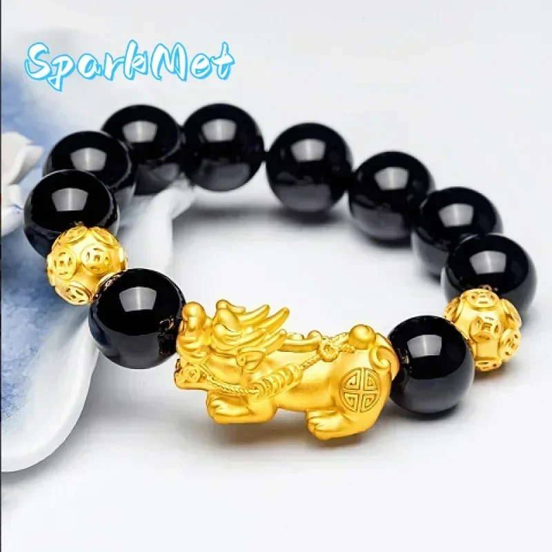 

SparkmetHigh-quality men's bracelet gold AU999 dragon brand 24K real gold watch chain wrist chain dominates dad's gift