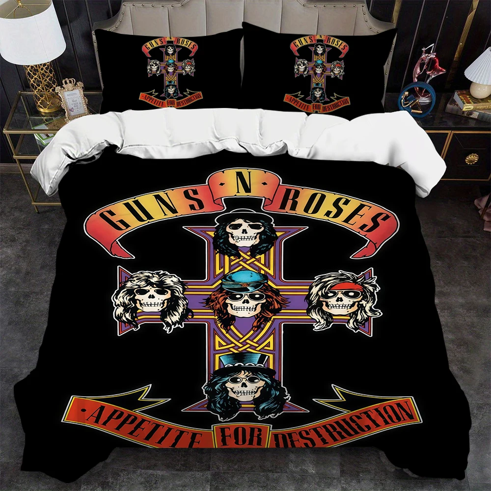 

Band G-Guns N Roses GNR Duvet Cover Set Soft Wash Bed 3 Piece Summer Comfortable Student Dormitory Home Baby Bedding Best seller