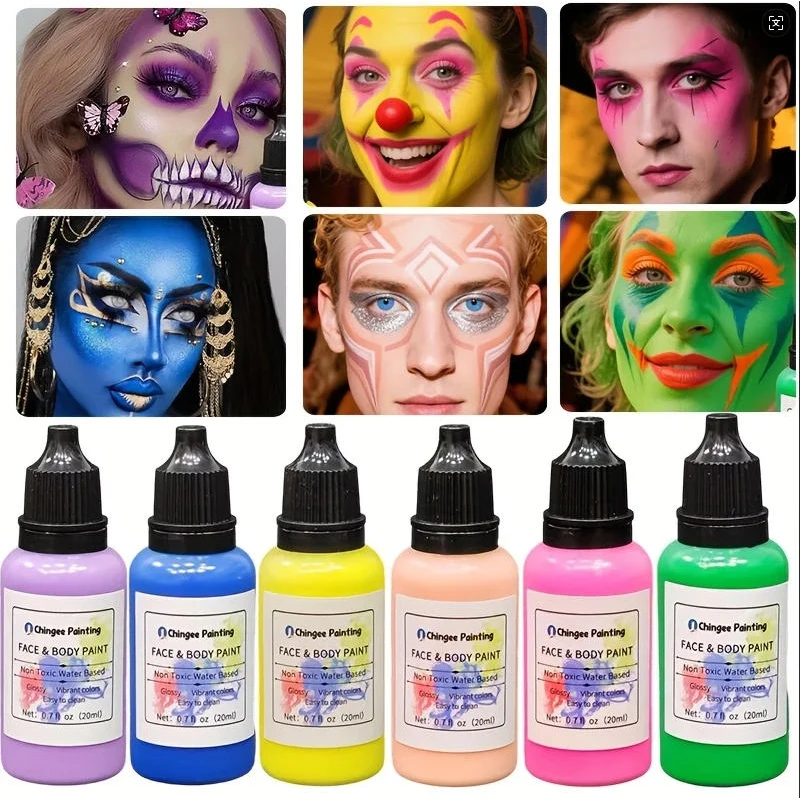 مجموعة طلاء الجسم مكونة من 12 لونًا للهالوين والحفلات التنكرية والحفلات، ألوان زيتية خاصة مائية سريعة الجفاف والوجه وفن جرافيتي كامل الجسم