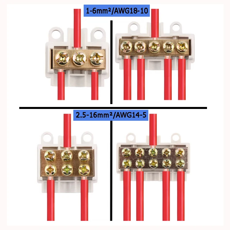 3PCS ZK306/506/516 Terminal Block 1 In 2/4 Out Power Distributor 3/5 Way Parallel Adapter 1-6/2.5-16mm² High Power Connector
