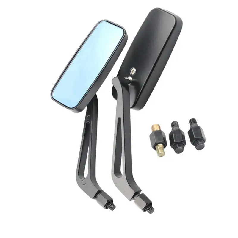 Motorcycle Rear 2pcs View Mirror Rectangular Aluminum Rearview Mirror Blue Imitation Dazzling Motorcycle Rear View Mirror