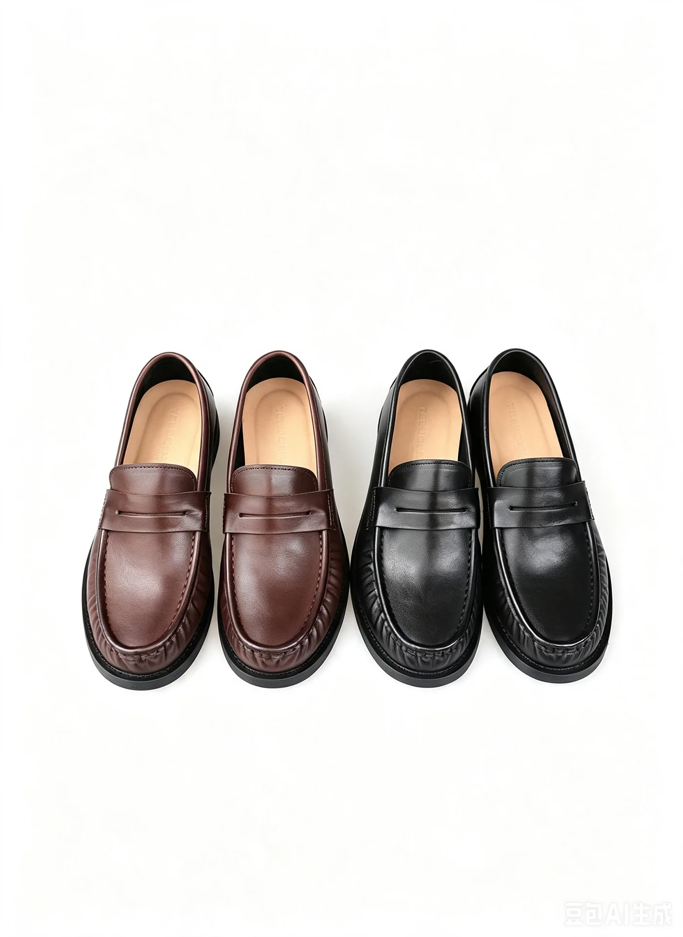 Full Leather Matte Penny Loafer Shoes Slip On Pleated Toe Edge Design Low Block Heel Anti Slip Wear Classic Loafers for Footwear