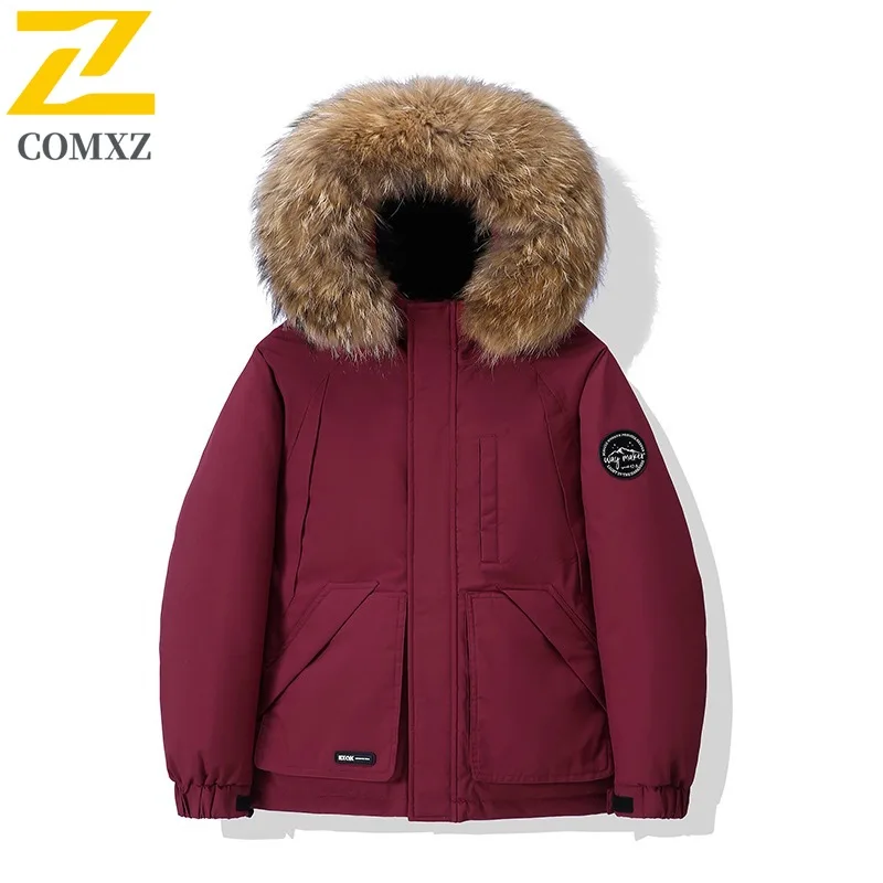 

Maxbarley Winter Fluffy Down Jacket Men Leisure Detachable Fur Collar Hooded Puffer Fashion Women Waterproof Duck Down Parkas