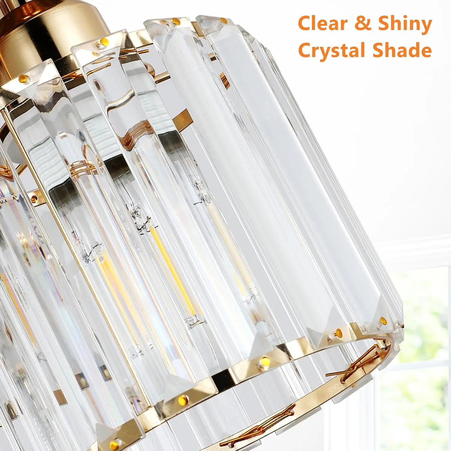 Lampu langit-langit Semi Flush Mount Modern, 3-Light Kristal dekat dengan perlengkapan lampu langit-langit, perlengkapan lampu dapur emas dengan bening