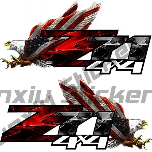 Ein Set aus zwei 4x4 Wolf Offroad Aufklebern, 4WD Z71 Gold Hook Fx4 Offroad-kompatibel, passend für F150 F250 F350 F Truck Zubehör – Detail 1