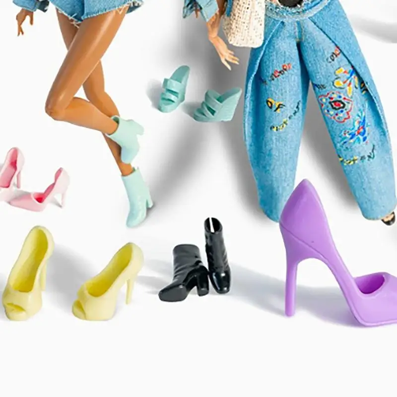 Doll Collector High Heel Shoes Set with 4 Pairs of Ankle Boots for DIY Girls Dolls