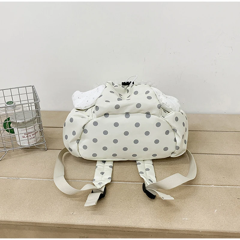 Angel Wings Polka Dot Studenten-Rucksack mit Kordelzug, koreanische süße süße Schultasche aus Nylon, leichte, lässige, geräumige Reisetasche – Detail 7