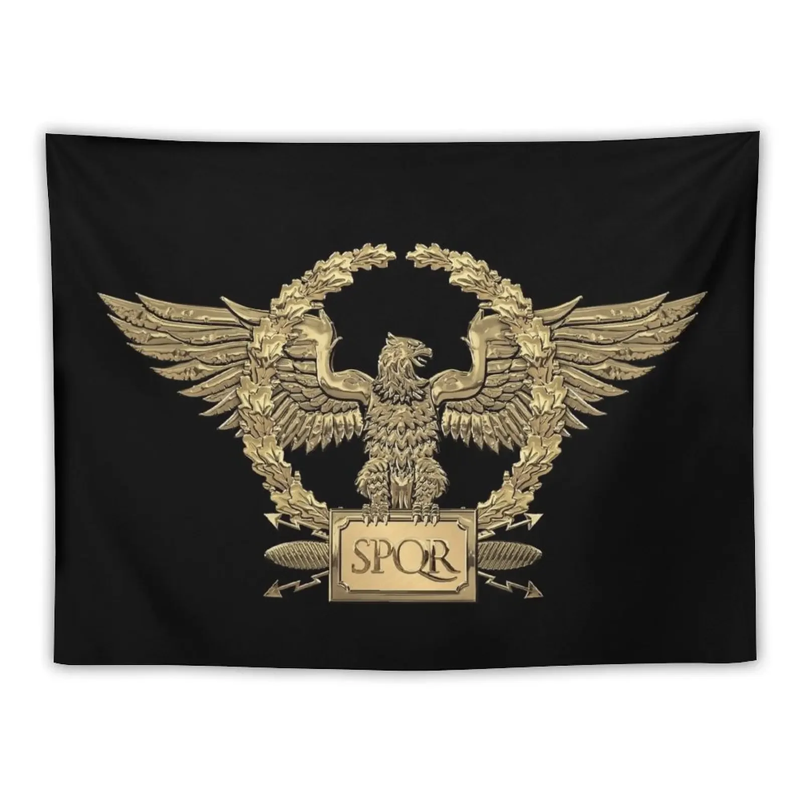 

Gold Roman Imperial Eagle - SPQR Special Edition over Black Velvet Tapestry Wall Decorations Tapestry