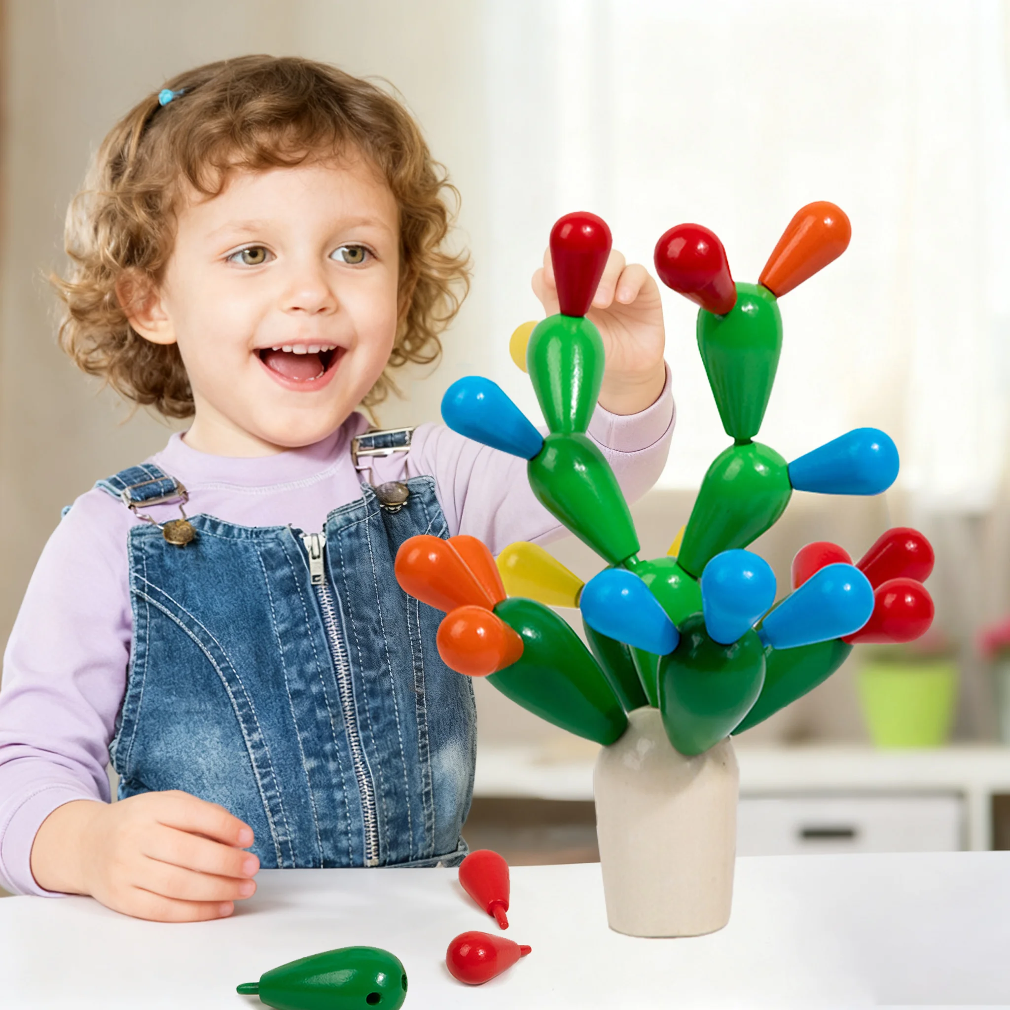 الأطفال خشبية الصبار بناء الالعاب العملاقة مونتيسوري الاستفادة الحكمة لعبة متعددة الوظائف تجميع صبي وفتاة لعبة هدية