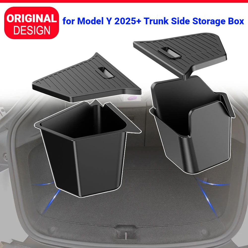

Upgraded TPE Trunk Organizer for Tesla Model Y Juniper 2025-2026 Waterproof Side Storage Box with Cover & Anti-Slip Flocking Mat