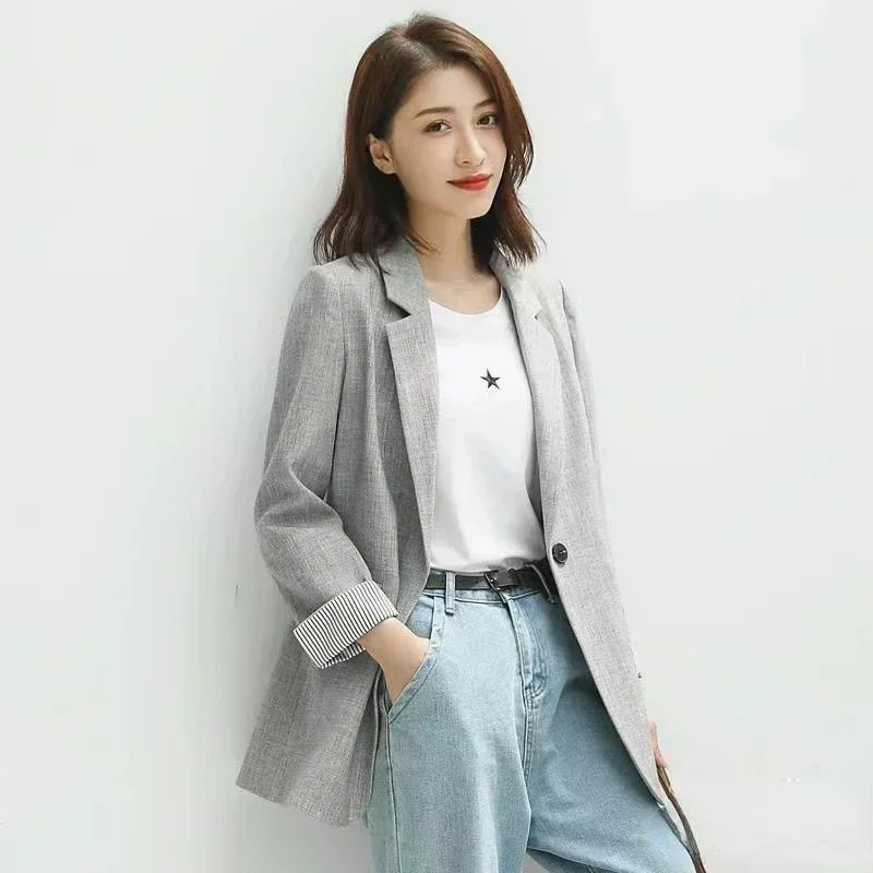 Autumn Elegant Women Work Blazer Fashion Solid Tops Suits Dating Holiday Loose Long Sleeve Outwears Coats Oversized Women Blazer