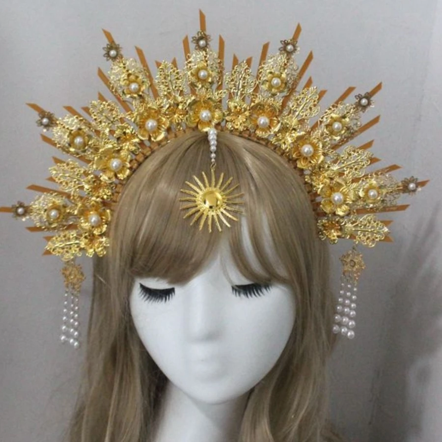 Gothic Crown Headband Goddess Halo Halloween Costume Headwear Party Cosplay Headgear Jewelry Accessories