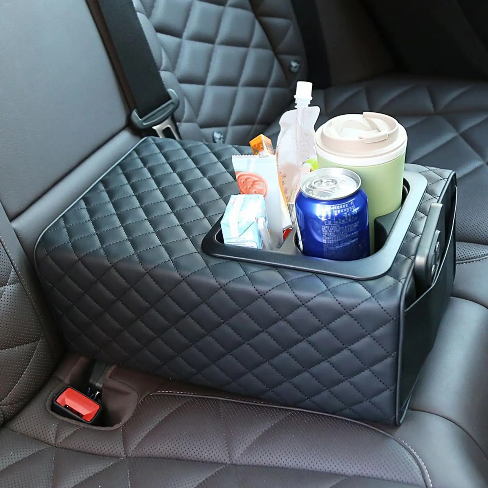 Armrest box booster pad Auto Interior Rear Seat Armrest Console Box with Cup Holders Backseat Center Console armrest mats
