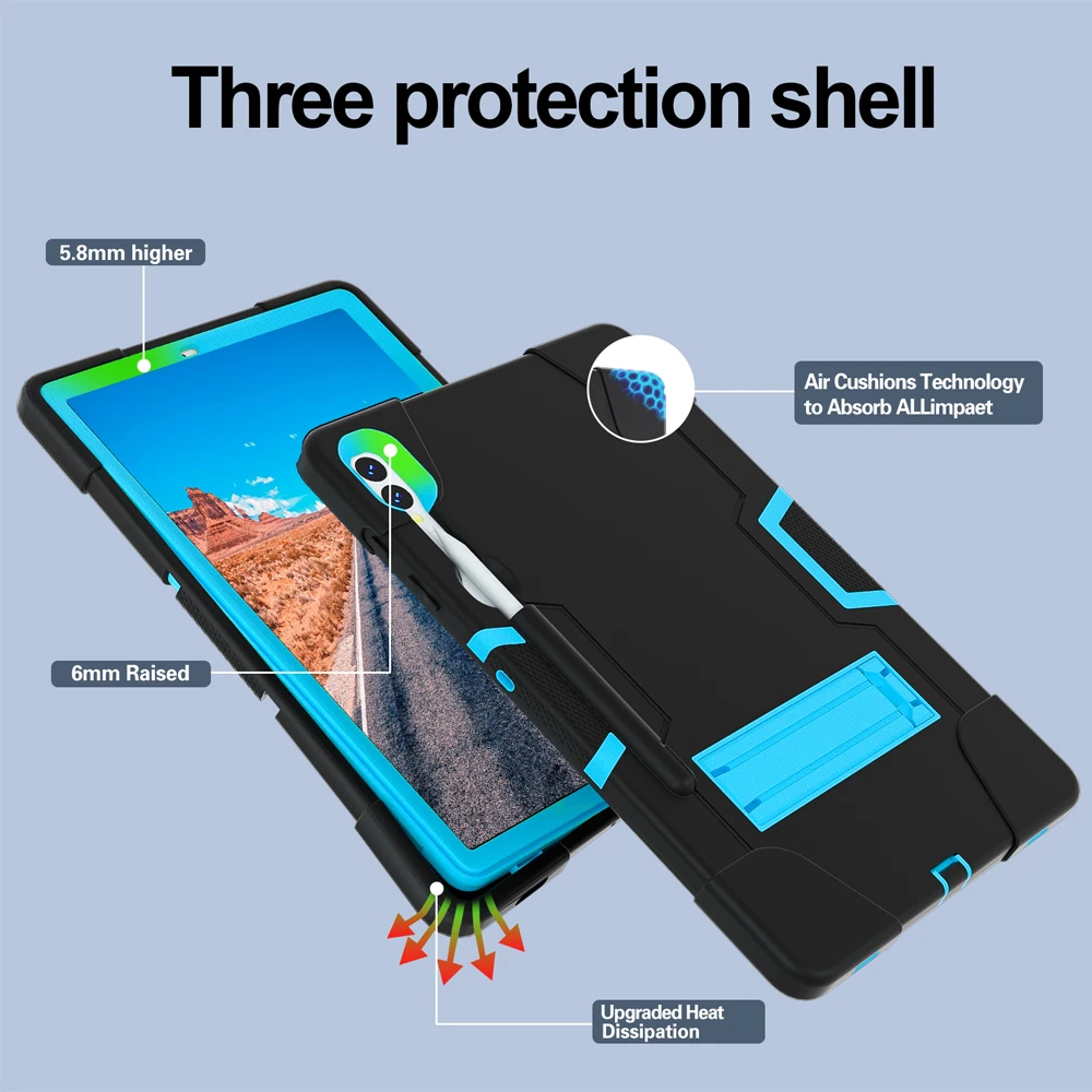 

12.4" Tab S10+ Tablet Cases For Samsung Galaxy Tab S9 FE FE+ S9 S10 Plus 5G Case S9+ X610 X810 Cover TPU Silicone PC Stand Shell