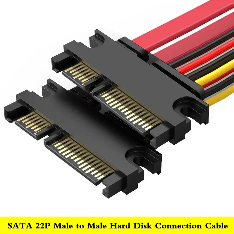 10cm 30cm 50cm SATA 7 + 15Pin macho a macho puerto serie Cable de datos de alimentación SATA22Pin extensión de unidad de disco duro macho a macho