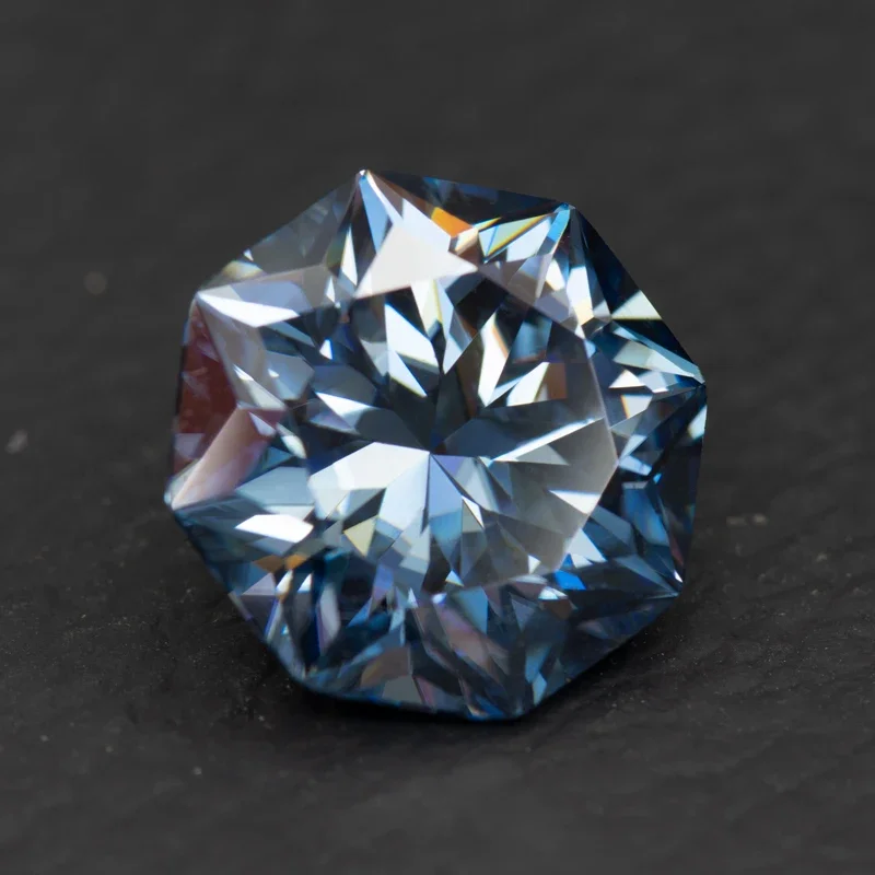 Moissanite Octagon 8 Arrows Special Cutting Royal Blue Primary Colour Charms Beads for DIY Jewelry Making with GRA Certificate