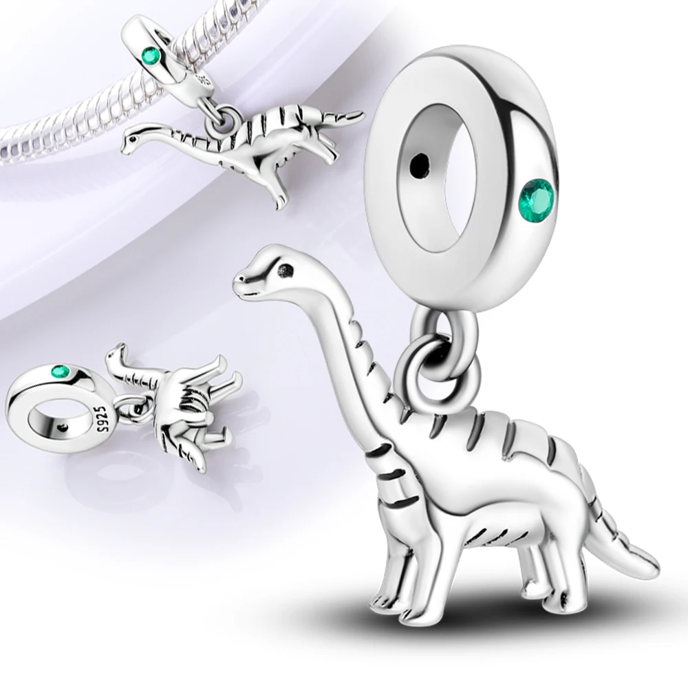 925 Sterling Silver 2024 Dinosaur Pendant For Original 925 Bracelet Necklace Jewelry Making