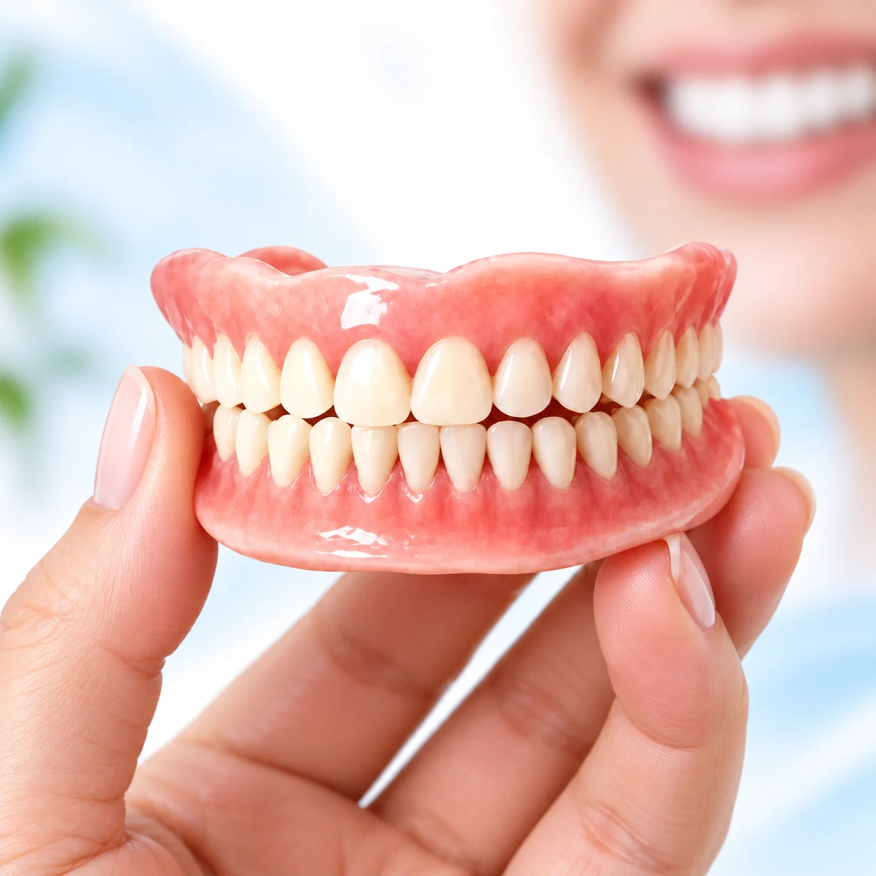Adjustable Dentures for Adults, Comfort Soft Fit False Teeth Set, Natural Looking Temporary Teeth for Fitting and Wear