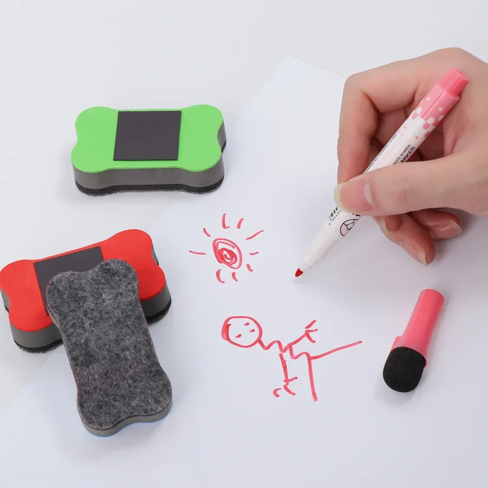 5 Pcs Bone Shape White Erase Magnetic Erase Colorful Blackboard Tool