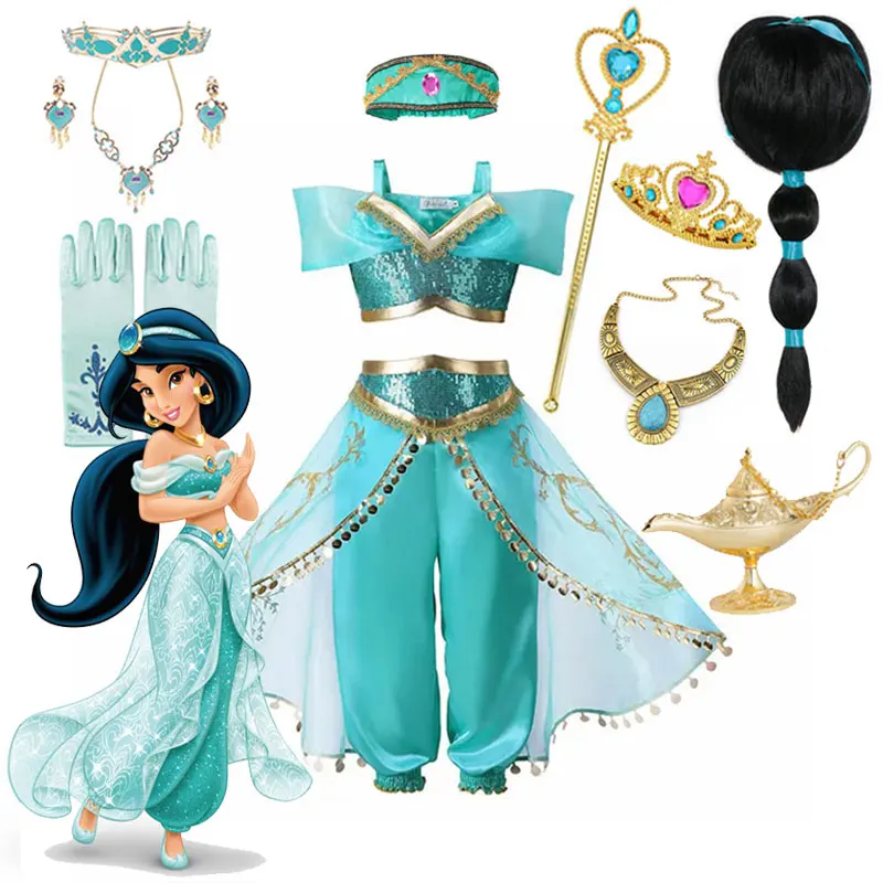 

Disney Jasmine Costume Arabian Princess Dress Kids Birthday Party Christmas Fancy Dress Baby Jasmine Cosplay Clothes 2-12 Years