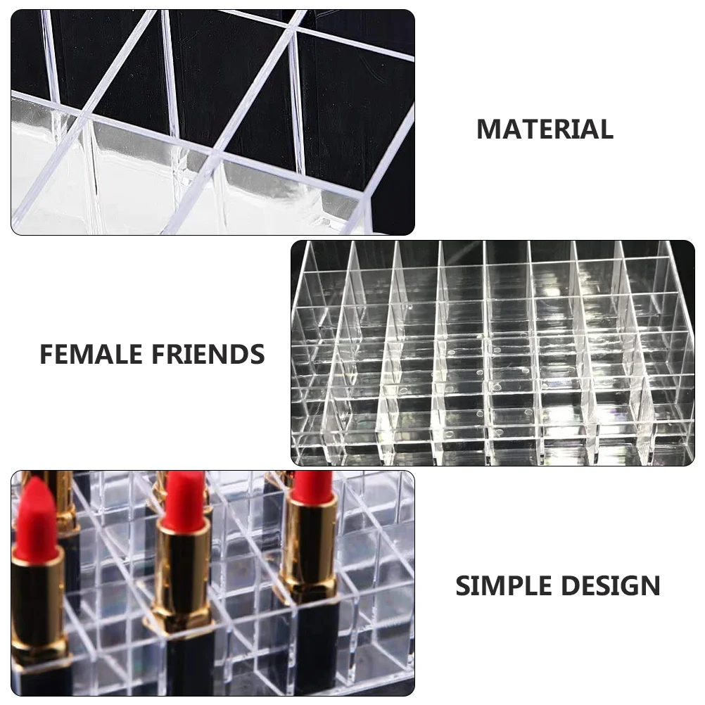 40 -Slot Grid Lipstick Stand Rack Organizer Nail Polish Gloss Storage Plastic 40-grid Clear Holder