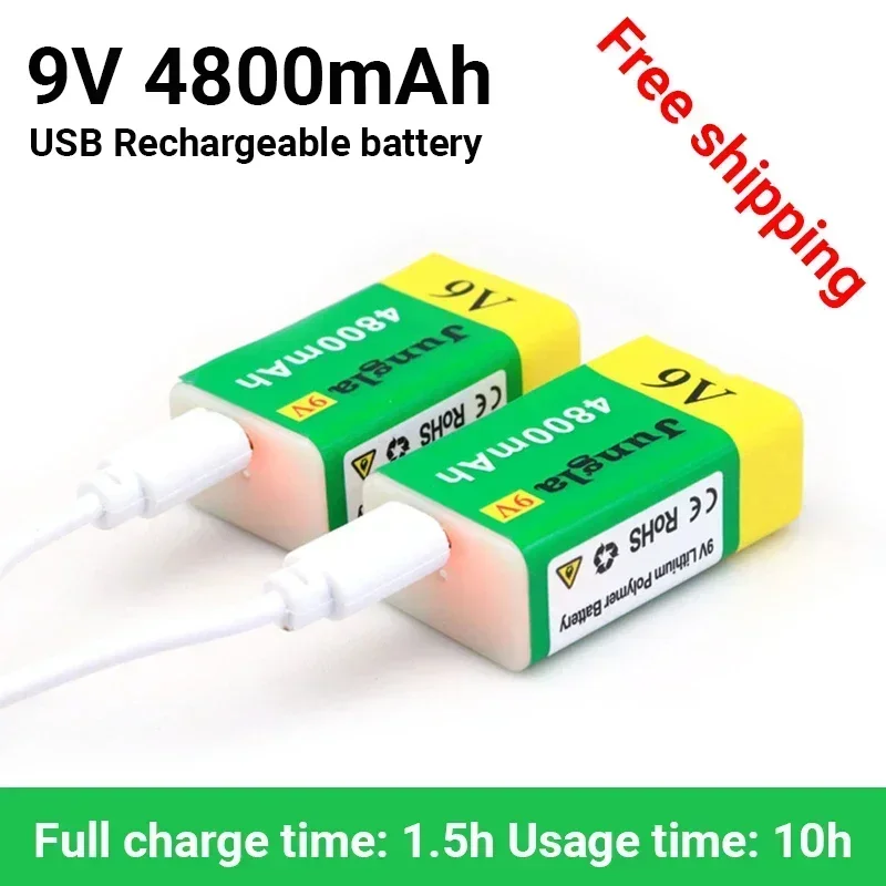 

2024 9V 4800mAh li-ion Rechargeable battery Micro USB Batteries 9 v lithium for Multimeter Microphone Toy Remote Control KTV use