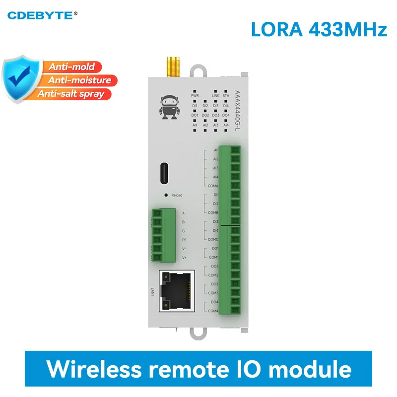 

4DI+4AI+4DO LoRa 433MHz Distributed Remote IO Module LoRa RJ45 RS485 CDEBYTE M31-AAAX4440G-L Host Module Modbus 30dBm 10KM