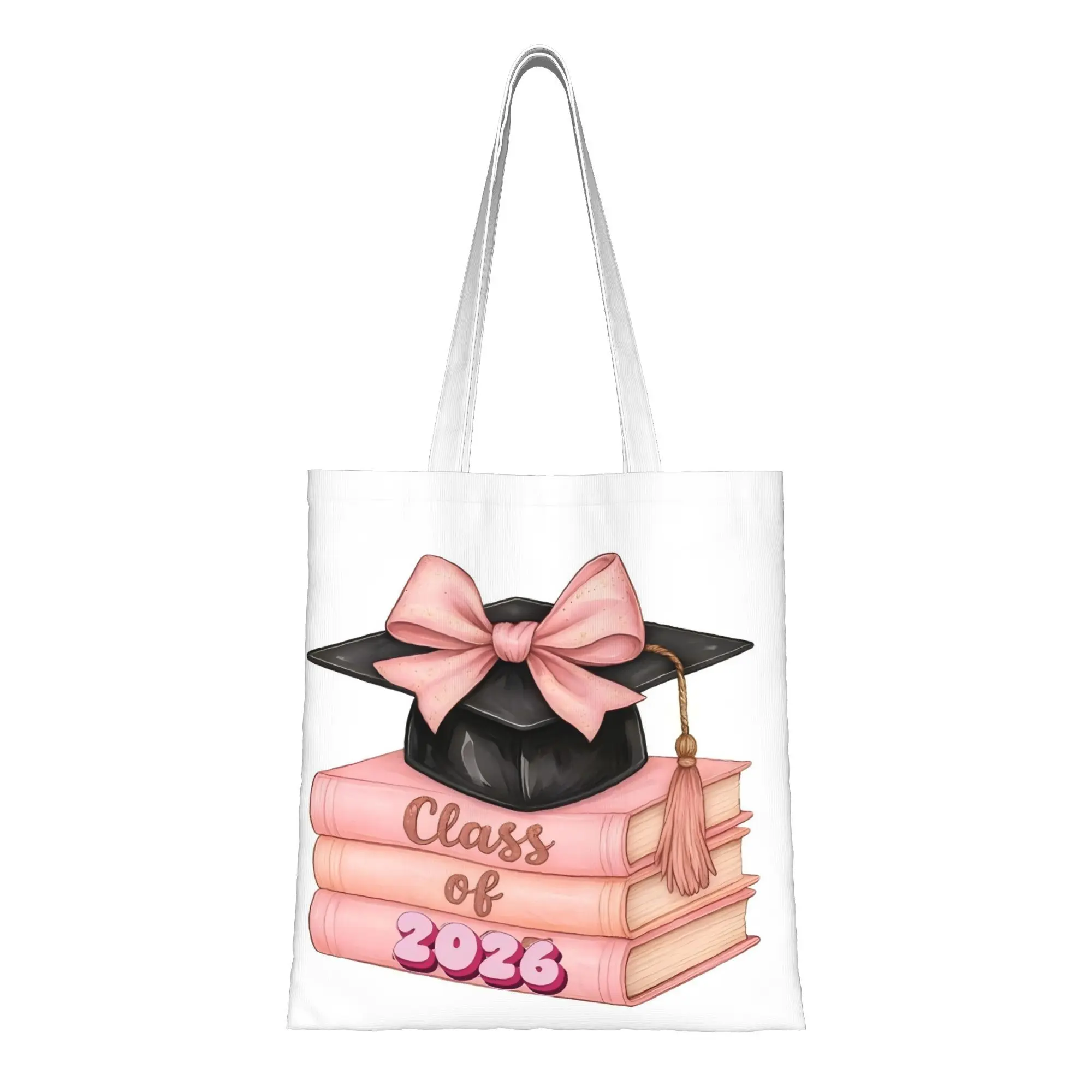 Bolsa de Mano Moderna con Diseño de Birrete de Graduación, Ideal para la Escuela, Viajes y Compras - Bolsa Reutilizable con Estampado de Birrete de Licenciatura