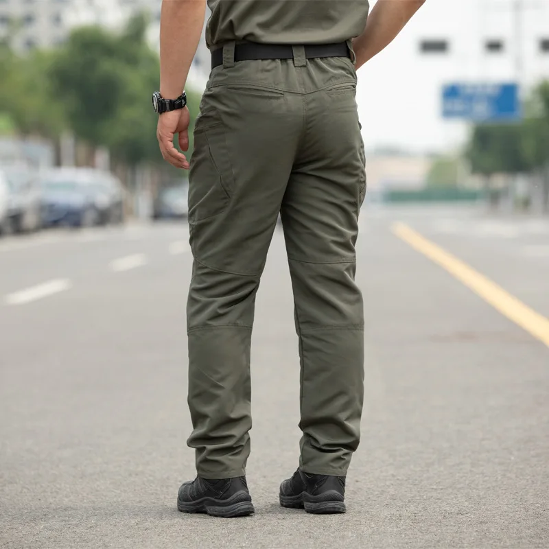 Herren Rip-Stop Taktische Cargohose mit mehreren Reißverschlusstaschen, verschleißfeste gerade Arbeitshose, Outdoor-Wanderhose, Taktikhose – Detail 9