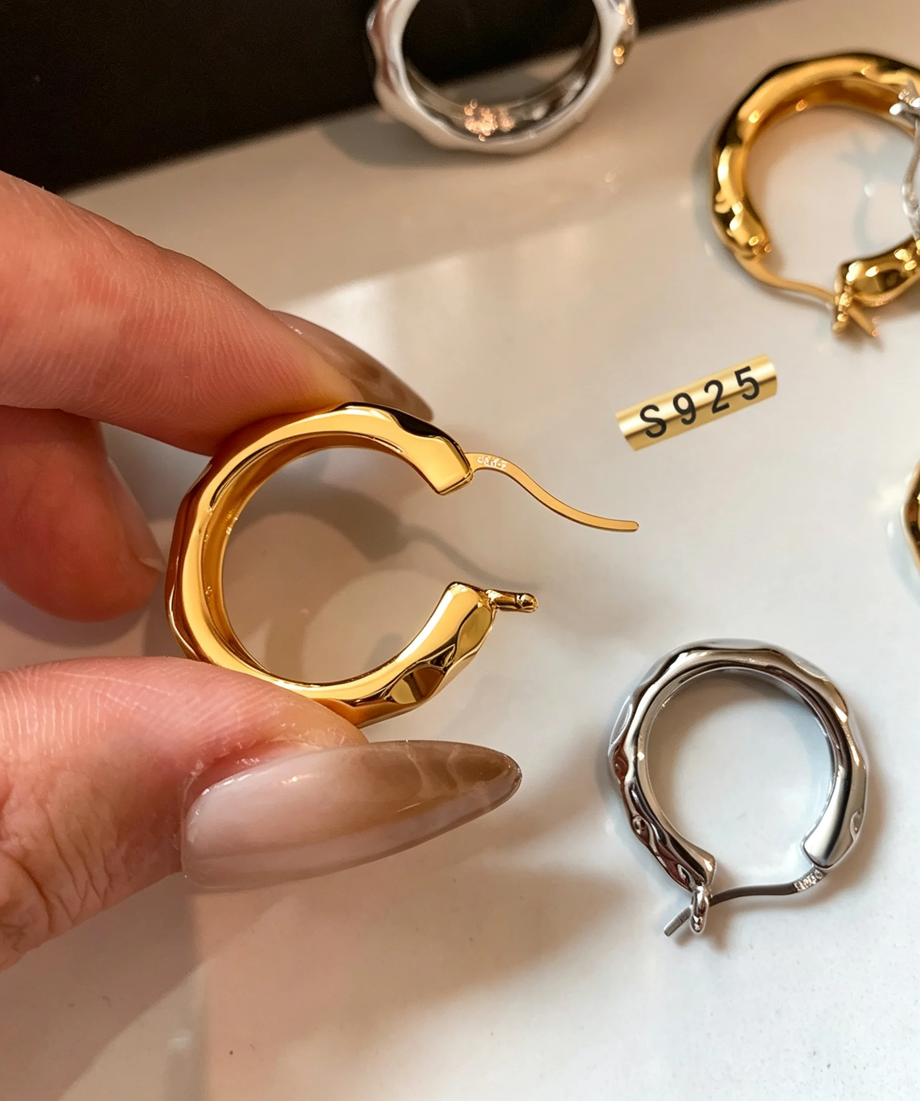 Exquisite S925 Silver Circle Hoop Earrings Women,18K Gold Plated Trendy Minimalist Fine Jewelry Daily Wear