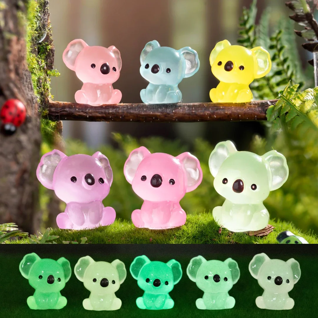 10/20/50PCS Mini Luminous Koala Kawaii Resin Cowra Fairy Garden Decoration Miniature Figurines Moss Microlandscape Accessories