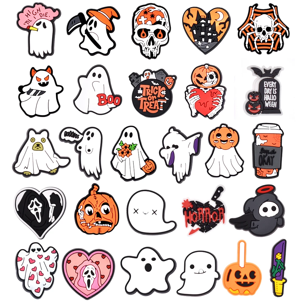 27Pcs Hallowmas Cartoon Shoe Charms for Clog Sandal Accessories DIY Shoes Decoration Wristband Men Women Boy Party X-mas Gifts