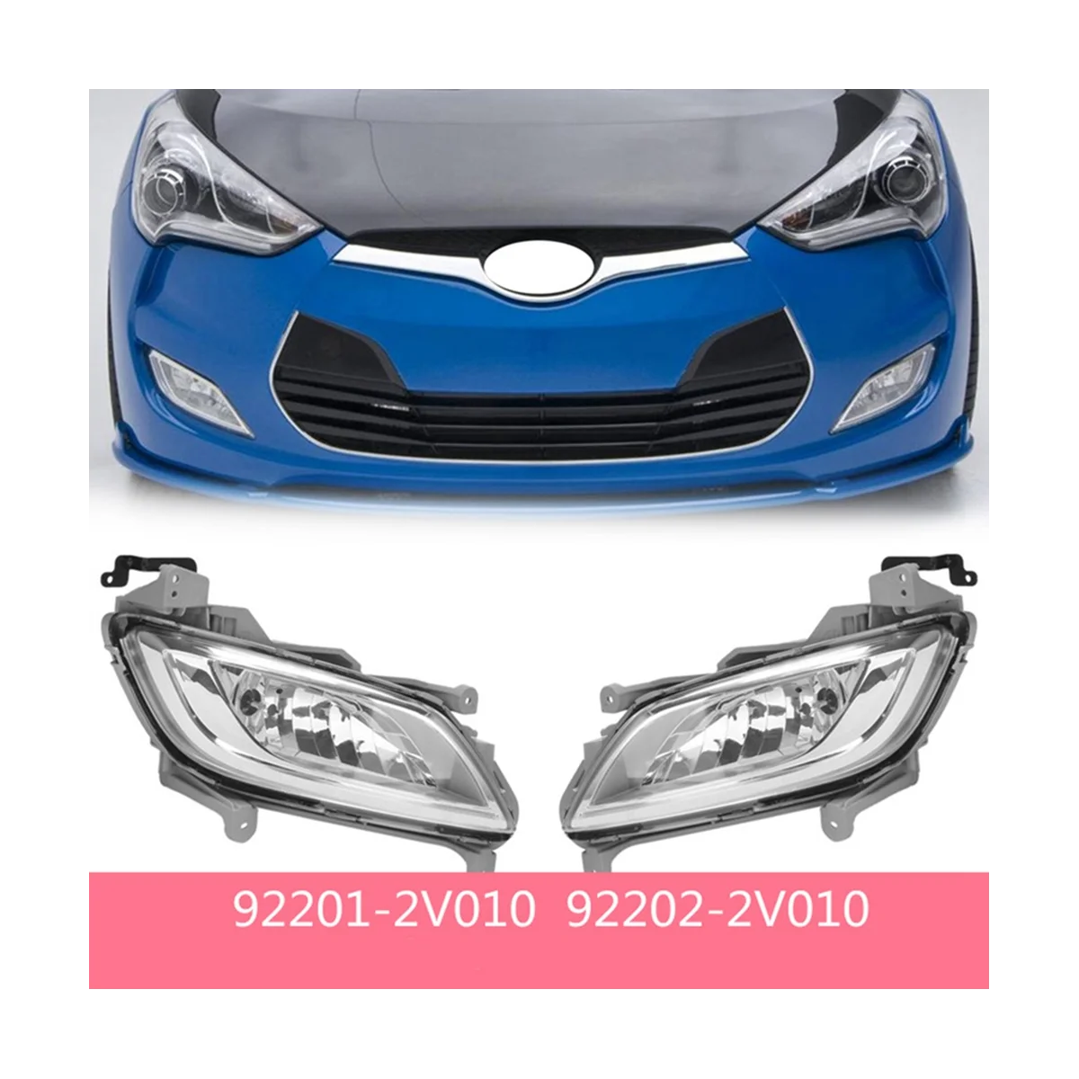 Left Front Bumper Fog Light Daytime Running Lights for Hyundai Veloster 2011-2017 922012V010 922022V010