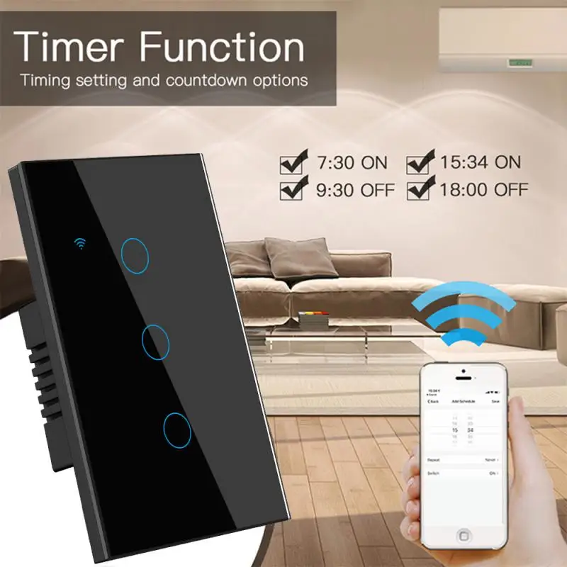 AUBESS-Interruptor de Luz Inteligente Tuya, Interruptor de Toque na Parede, Trabalhar com Alexa, Google Home, Nenhum Fio Neutro Necessário, WiFi, Zigbee