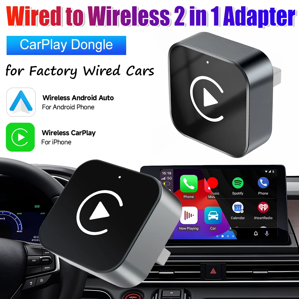 

Беспроводной адаптер CarPlay/Android Auto (1-3 шт.), умный USB-донгл с автоматическим подключением, Plug & Play для iPhone и Android, для автомобилей с заводской проводной системой