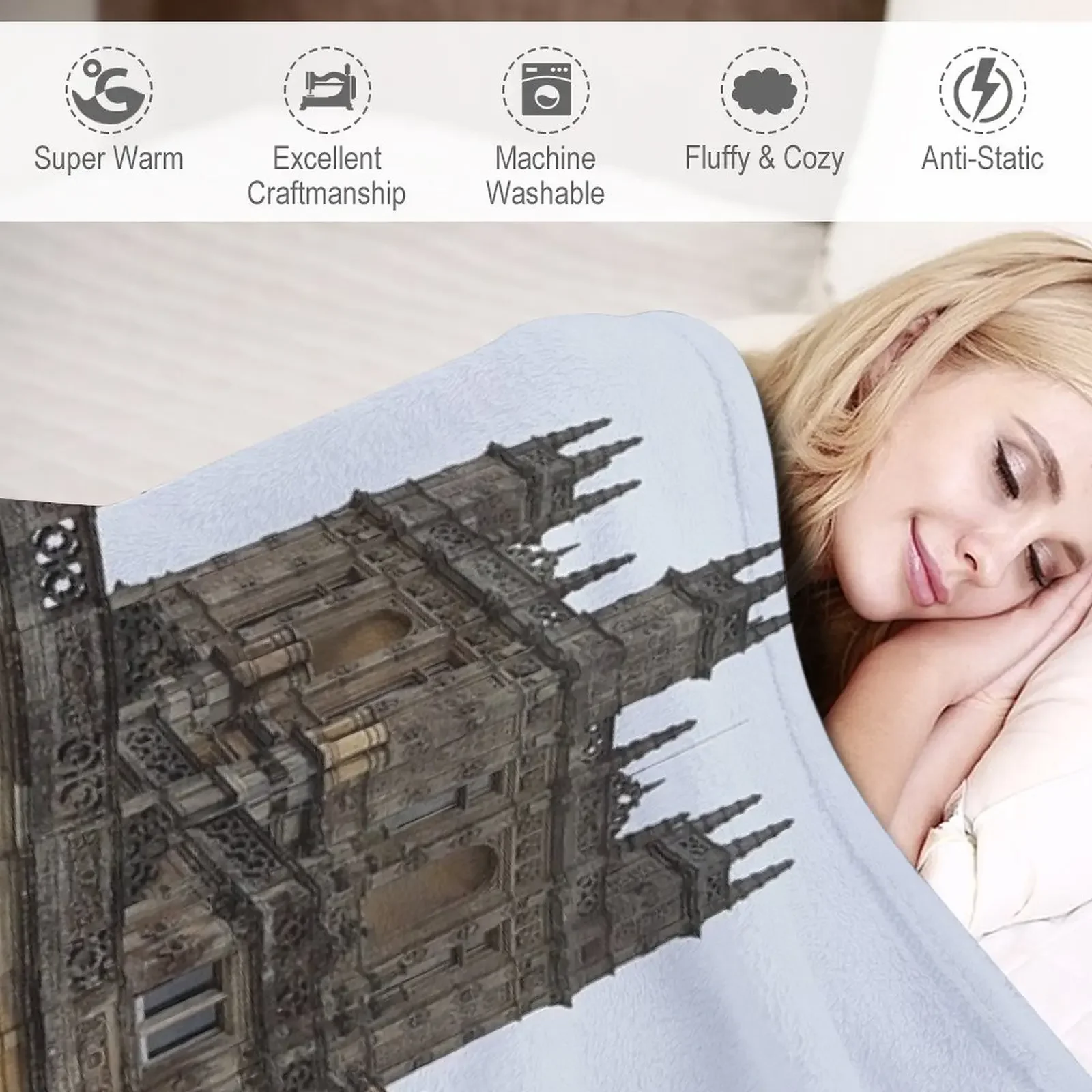 Downton Academy بطانيات رمي منفوشة عتيقة ، قلعة Highclere ، فاخرة