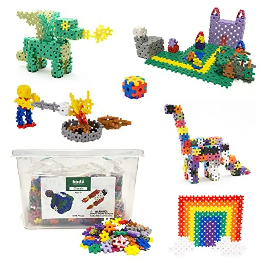 

STEM/STEAM building and construction toy set for open and imaginative play, ABS plastic, blue and gray, 1300-piece classic desi