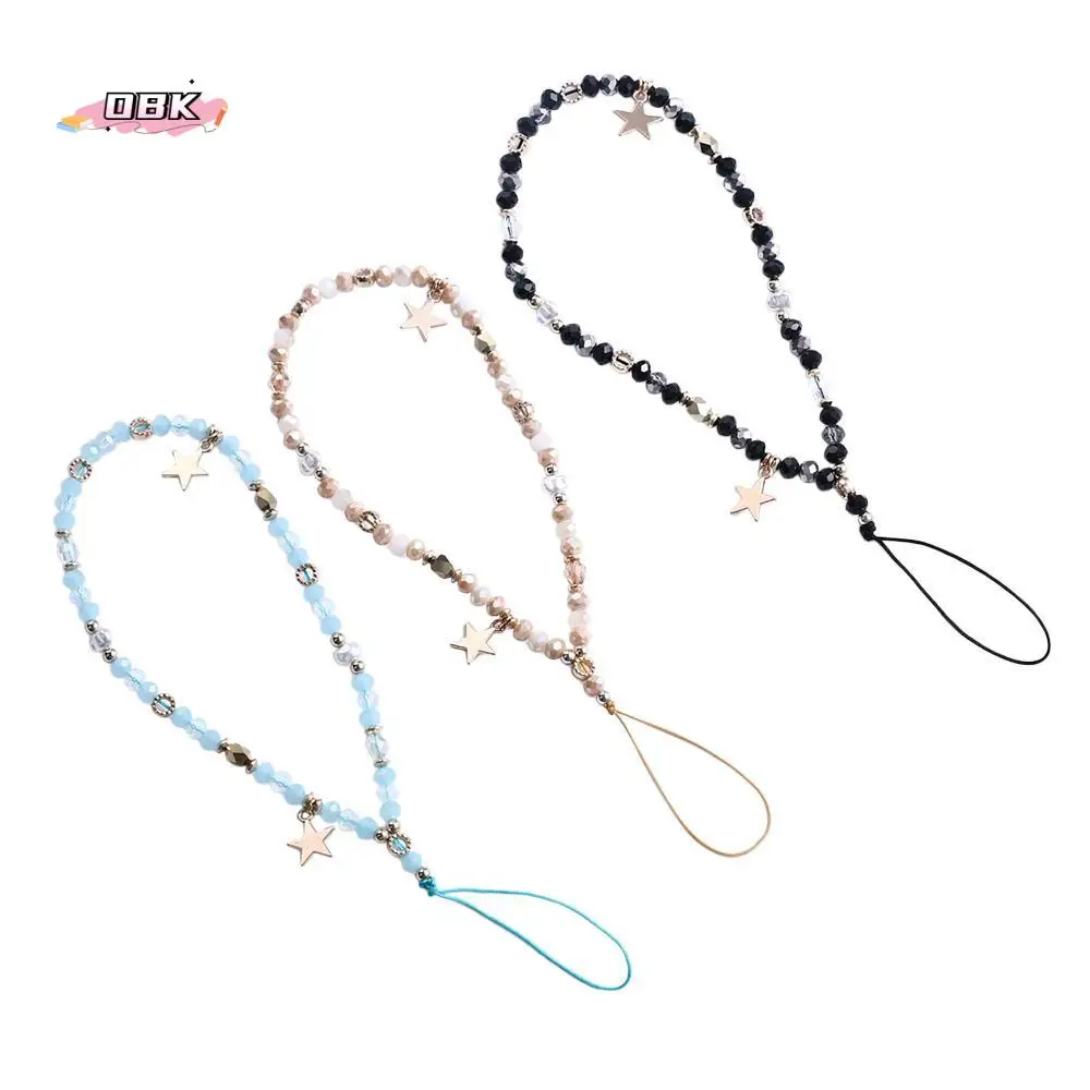 

Gifts Charming Hanging Rope Telephone Cord Phone Lanyard Mobile Phone Strap Beads Chain Phone Chains Five-pointed Star Pendant