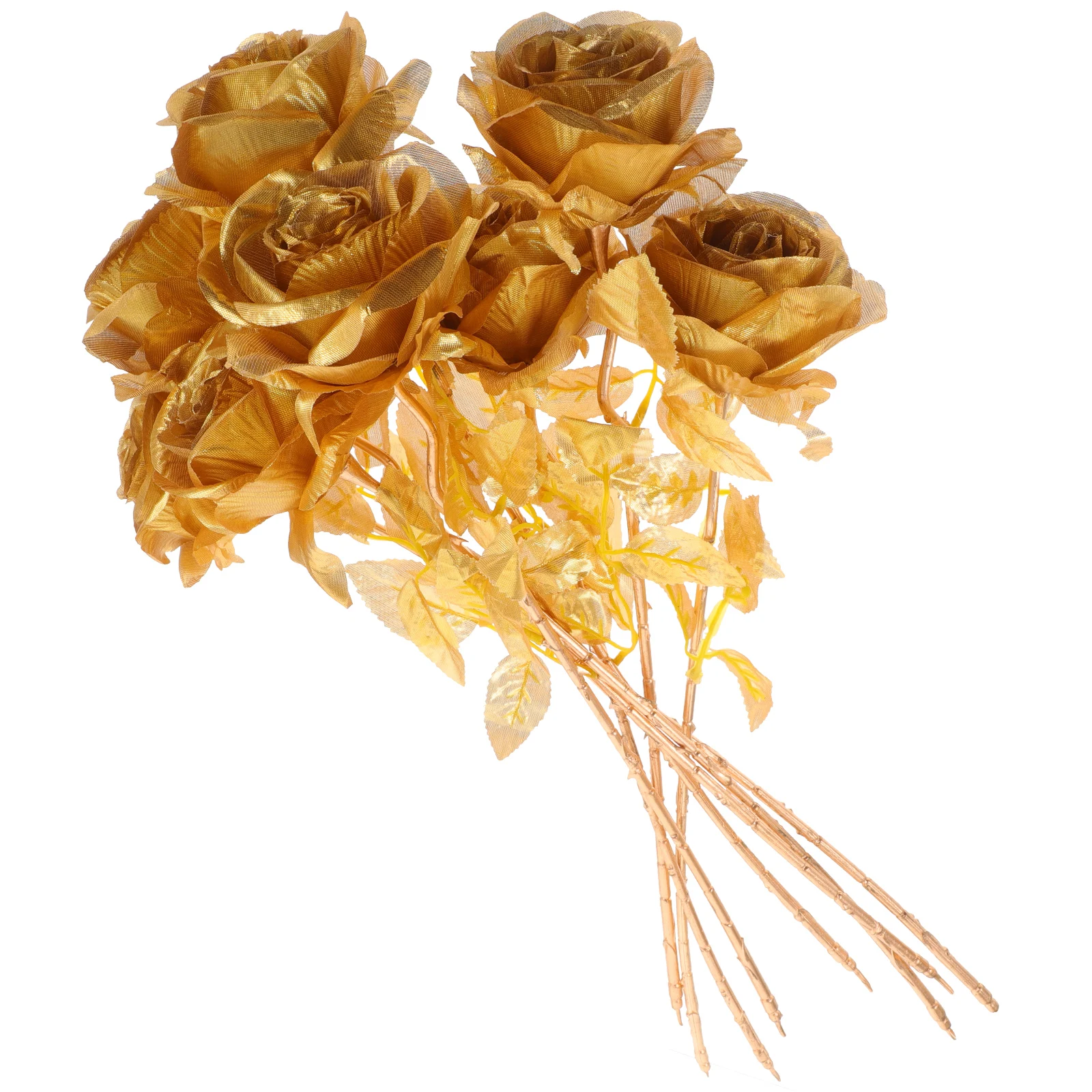 

8Pcs Gold Artificial Rose Flowers Simulation Bouquet Home Decorative Fake Flowers Wedding Party Favor Floral Arrangement Props