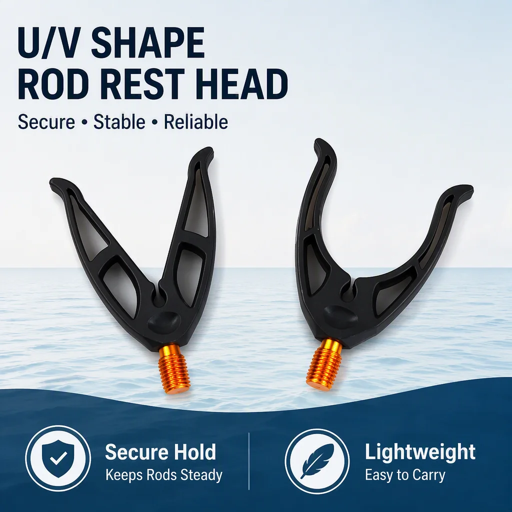 Universal V & U Type Carp Rod Rest Head, Anti-slip Fishing Rod Support Head for Carp Rod Pod Tripod Fishing Accessories