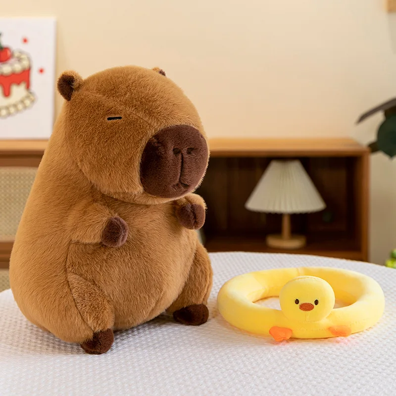 Kawaii Knuffel Schattige Gele Eend Eenhoorn Kikker Opblaasbare Ring Capybara Knuffeldier Kinderen Verjaardag Kerstcadeau Knuffelkussen Pal