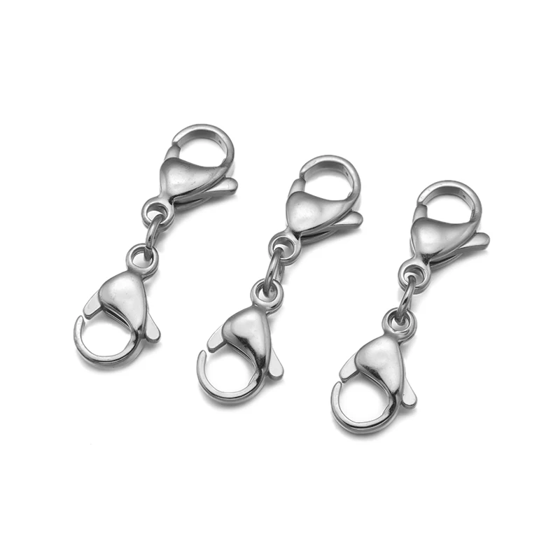 5pcs 9-15mm Stainless Steel Double Lobster Clasps Hooks  for DIY Bracelet Necklace Chains Jewelry Making Supplies Accessories