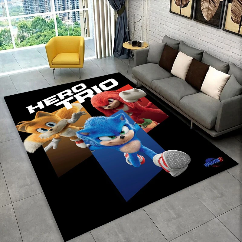 Klassischer S-Sonic Cartoon-Spielteppich für Spielzimmer, Schlafzimmer, Wohnzimmer, Sofa, Heimdekoration, Kinderteppich, rutschfeste Bodenmatte, Geschenk