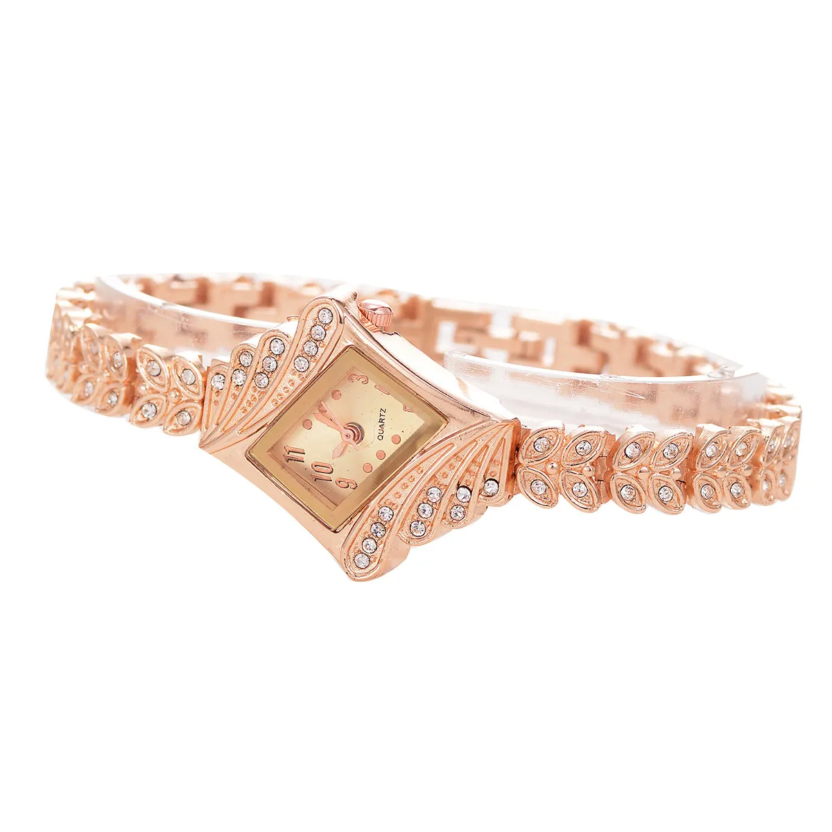 Quartz Women Watches Elegant Golden Rhinestone Bracelet Crystal Design Perfect Gift for Mothers Day Crystal Quartz Watch