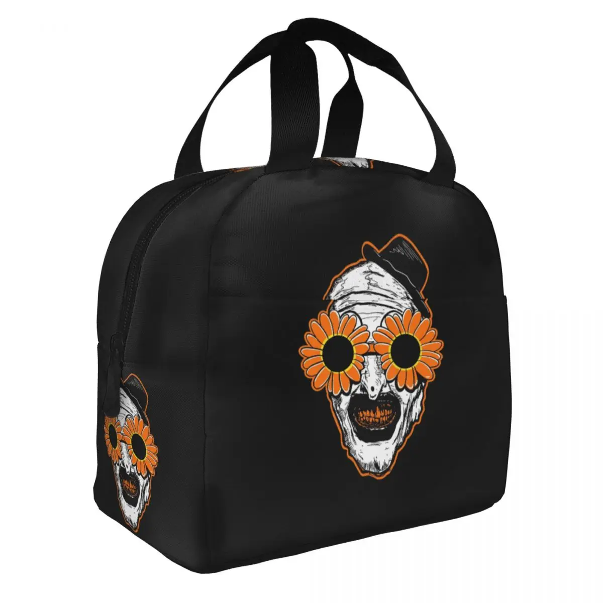 Sunflower Sunglasses Clown Terrifier Insulated Lunch Bag Portable Meal Container Thermal Bag Tote Lunch Box School Men Women