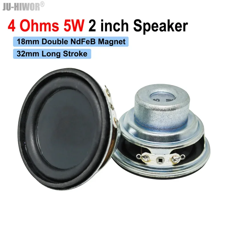 

2PCs 4ohms 5W 52mm round 18mm core dual neodymium magnetic 32mm long stroke Speaker 2 inch Bluetooth loudspeaker