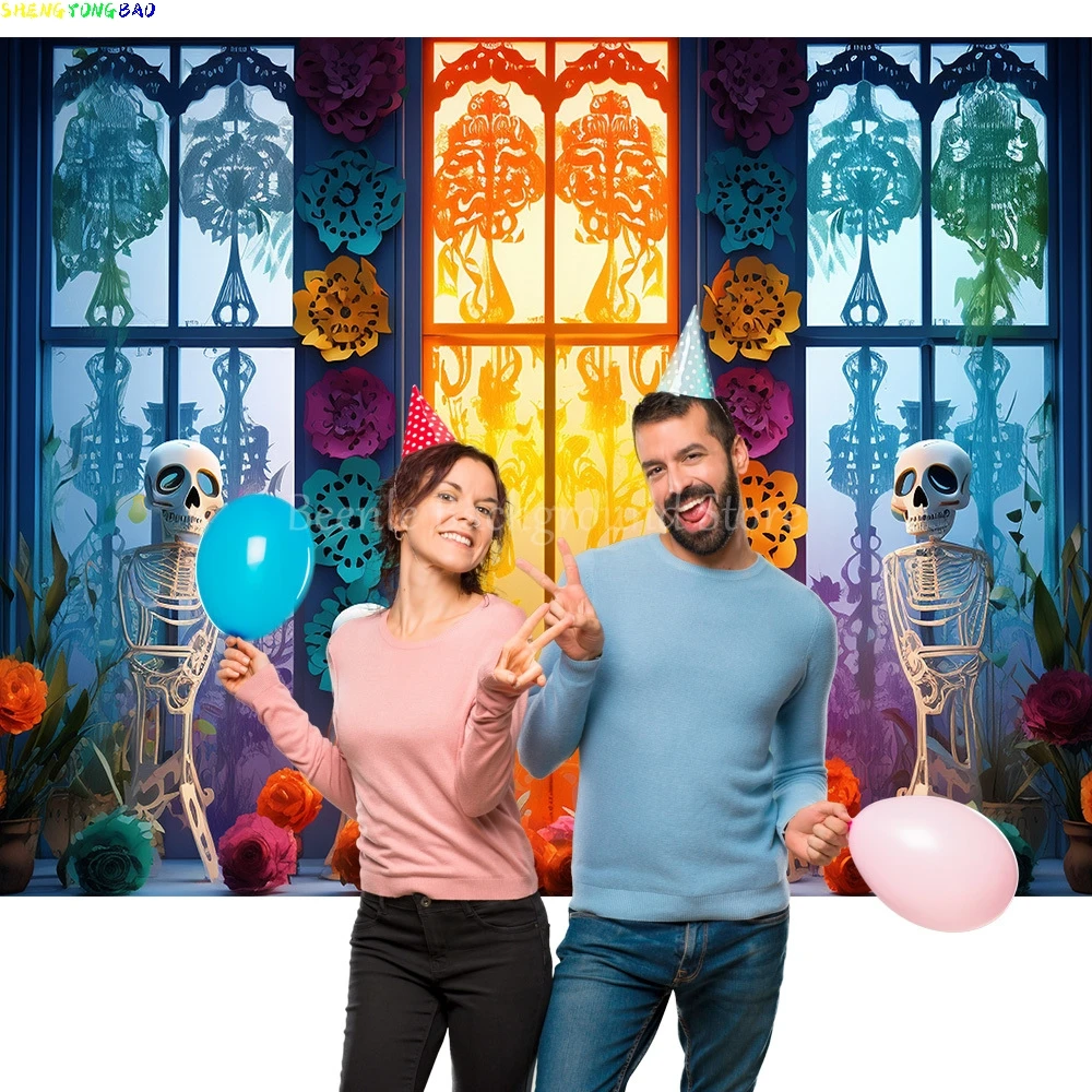 Мексика День мертвых фон череп свеча танцовщица Dia De Los Muertos наряд вечерние фотографии Декор поставки баннер