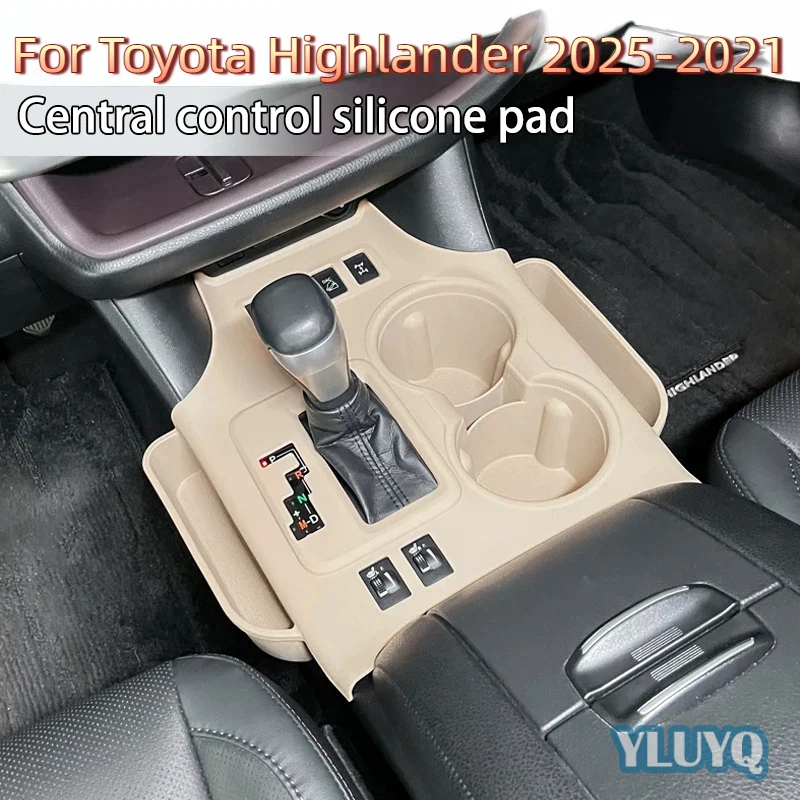 Para Toyota Highlander 2025-2021, tapete de silicone para console central, caixa de armazenamento, capa de proteção interior, acessórios de armazename