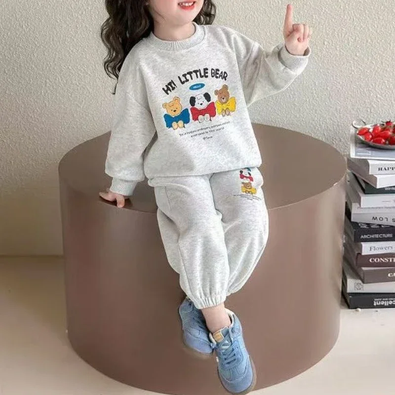 2025 New 2PC Baby Girls Spring Sportswear Set Casual Hoodie Pants Unisex O-Neck Kids Outfit Children's Sets